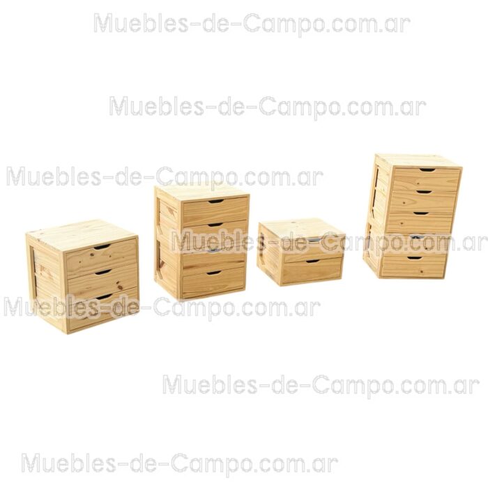 Cajonera para Interior de Placard en PINO x 3 Cajones - Imagen 3