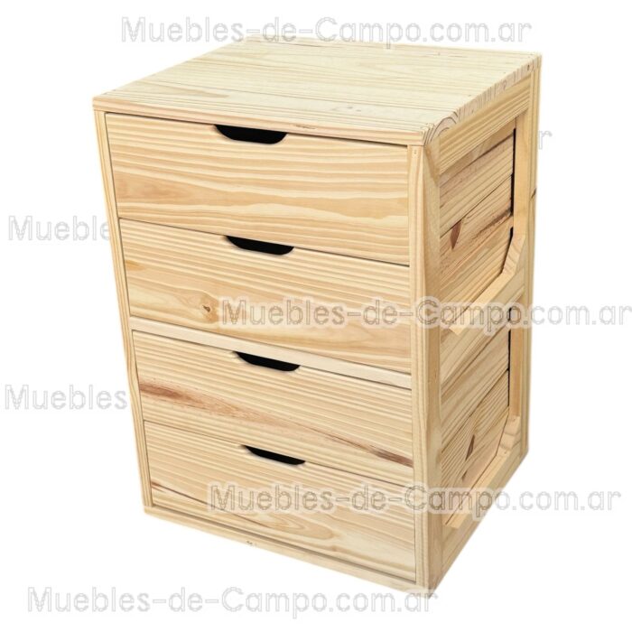 Cajonera para Interior de Placard en PINO x 4 Cajones - Imagen 6