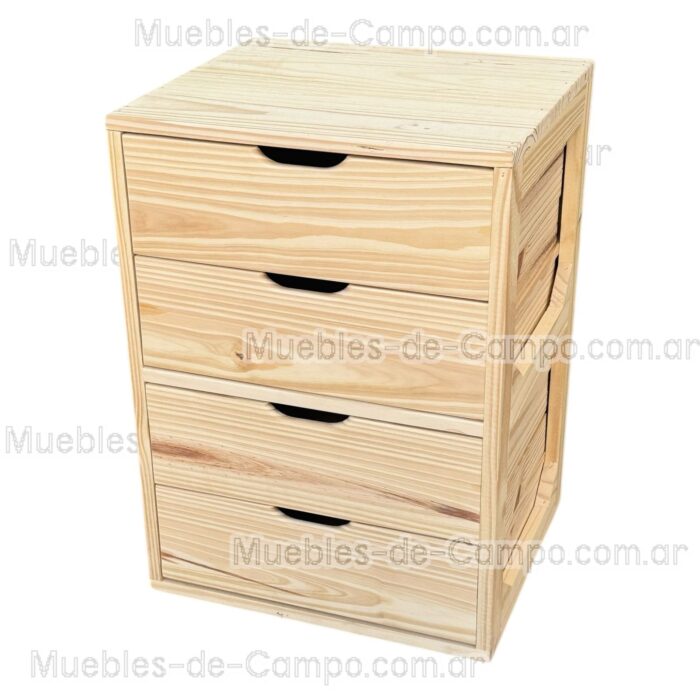 Cajonera para Interior de Placard en PINO x 4 Cajones - Imagen 5