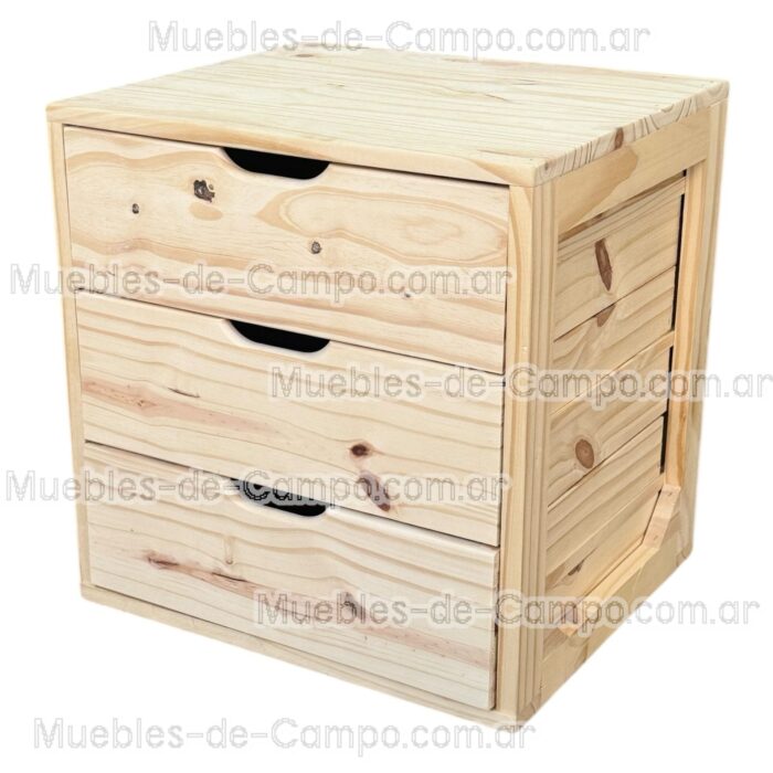 Cajonera para Interior de Placard en PINO x 3 Cajones