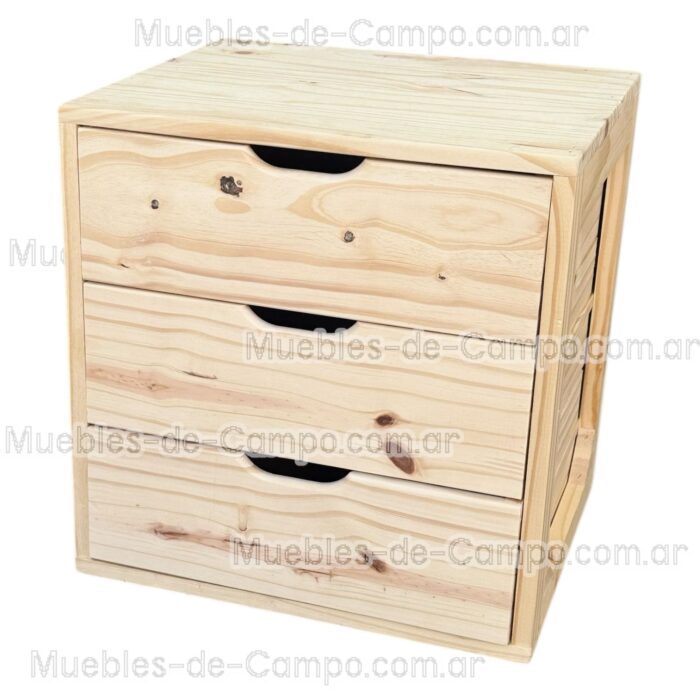 Cajonera para Interior de Placard en PINO x 3 Cajones - Imagen 5
