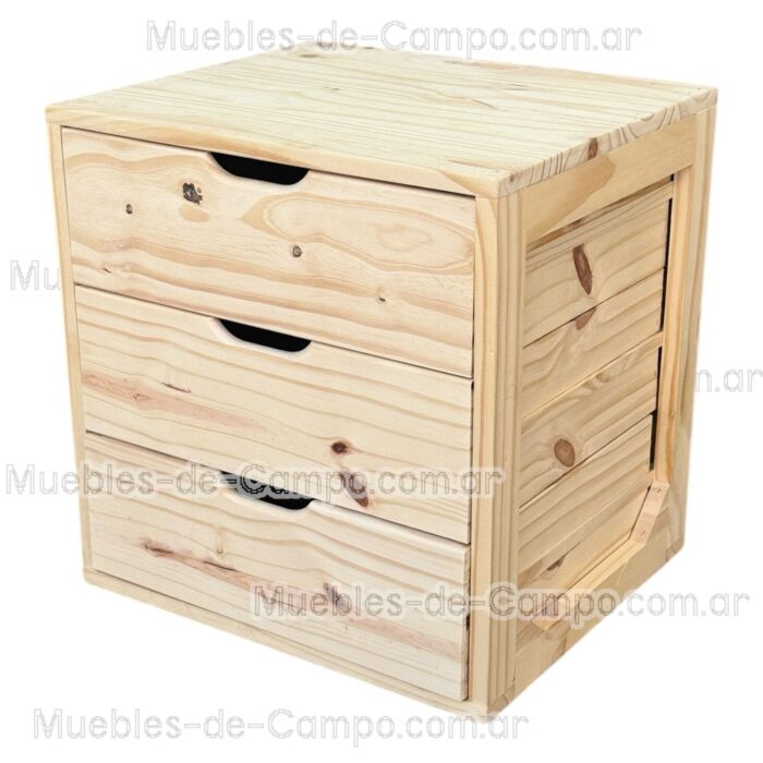 Cajonera para Interior de Placard en PINO x 3 Cajones - Imagen 6