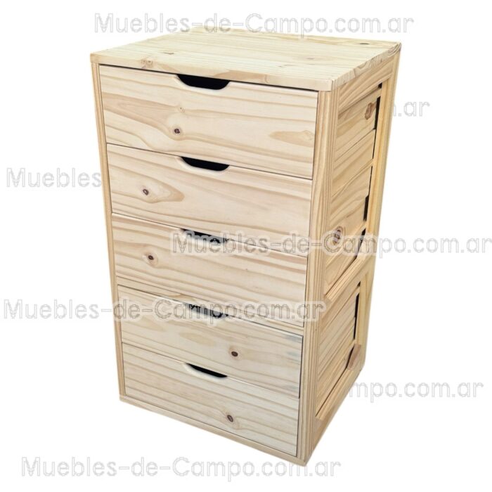 Cajonera para Interior de Placard en PINO x 5 Cajones - Imagen 7
