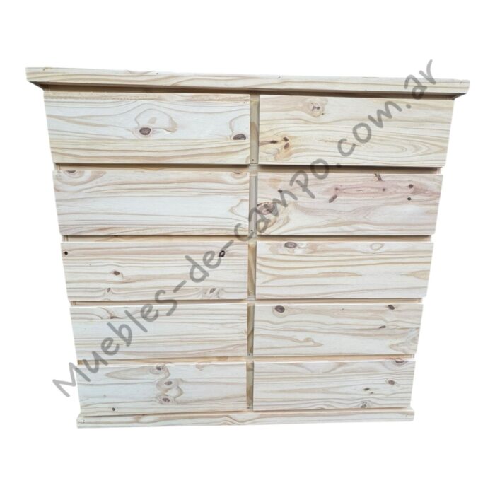 Cómoda Cajonera de pino 120 x 40 con 10 cajones, 2 filas de 5 cajones - Imagen 12