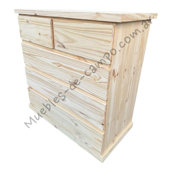 Cómoda Cambiador Cajonera de pino 100x100x50  con 5 cajones, 2 cajones chicos + 3 cajones largos