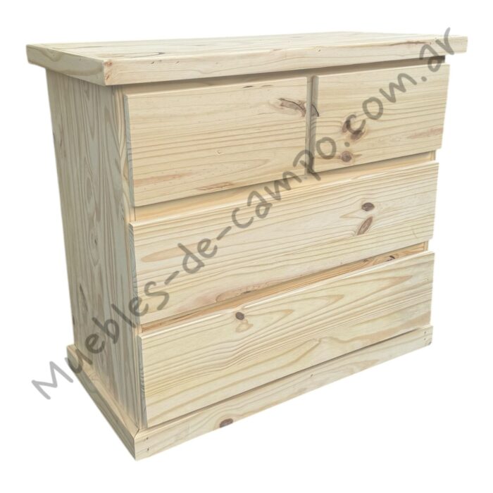 Cómoda Cajonera de pino 80x80 2 cajones chicos  + 2 cajones largos - Imagen 4