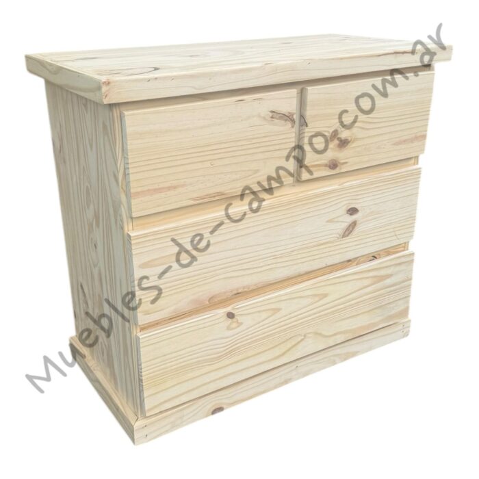 Cómoda Cajonera de pino 80x80 2 cajones chicos  + 2 cajones largos - Imagen 3
