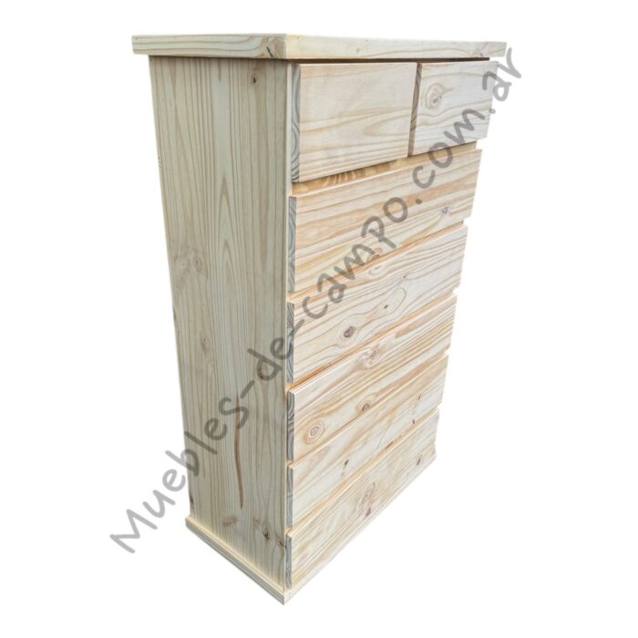 Cómoda Cajonera Chifonier de pino 80cm con 7 Cajones - 2 cajones chicos + 5 cajones largos - Imagen 5