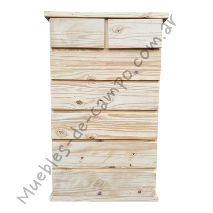 Cómoda Cajonera Chifonier de pino 80cm con 7 Cajones - 2 cajones chicos + 5 cajones largos - Imagen 8