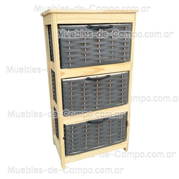 Canastero Organizador de Baño x 3 Canastos de suncho y mimbre - Imagen 3