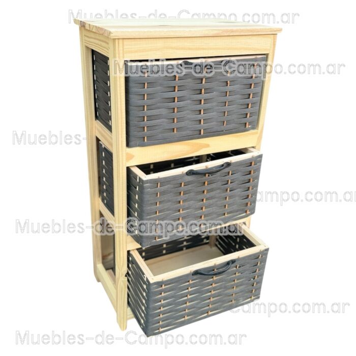 Canastero Organizador de Baño x 3 Canastos de suncho y mimbre - Imagen 4