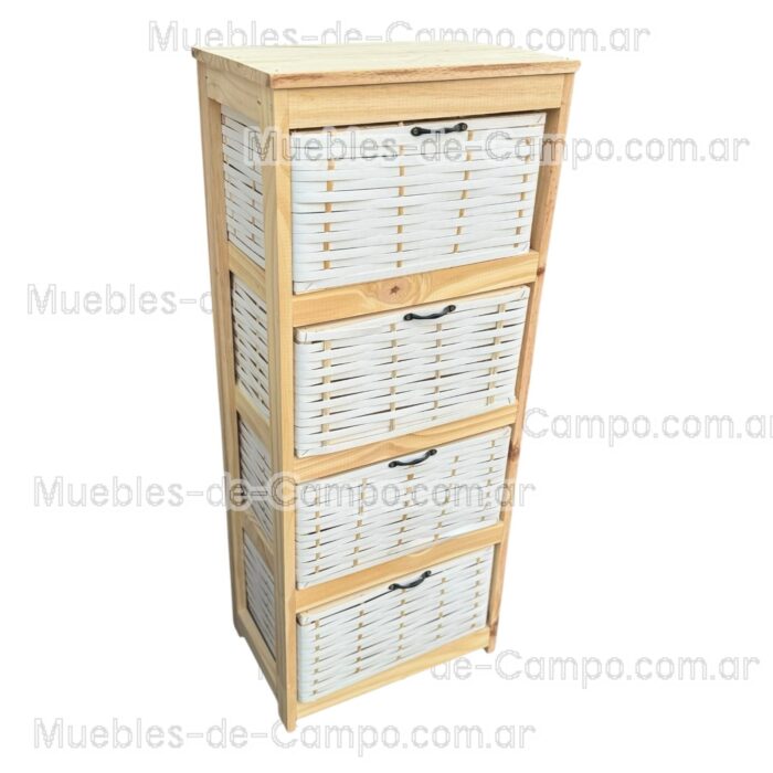 Canastero Organizador Cajonera x 4 Canastos de suncho y mimbre