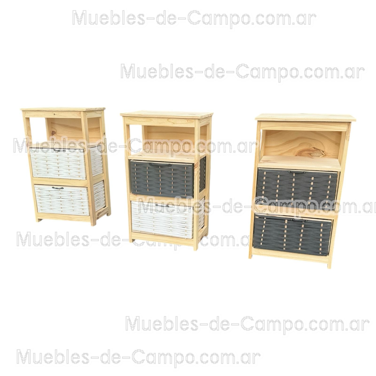 Canastero Organizador de Madera de Pino con 1 estante y 2 Canastos de suncho y mimbre – Diseño Funcional y Estilizado - Imagen 10