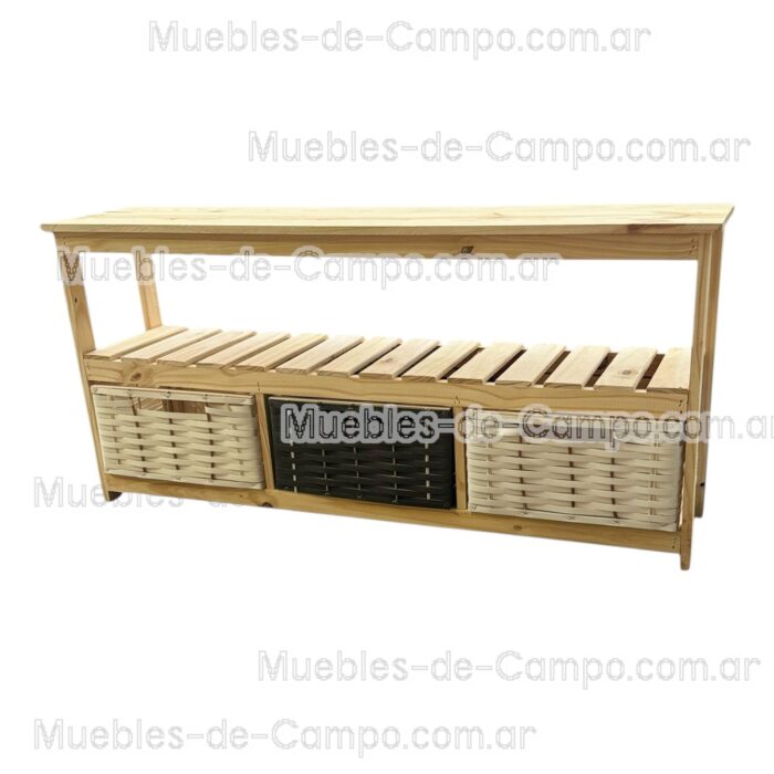 Organizador Canastero - Rack TV - Cajones de Mimbre y Suncho - - Imagen 3