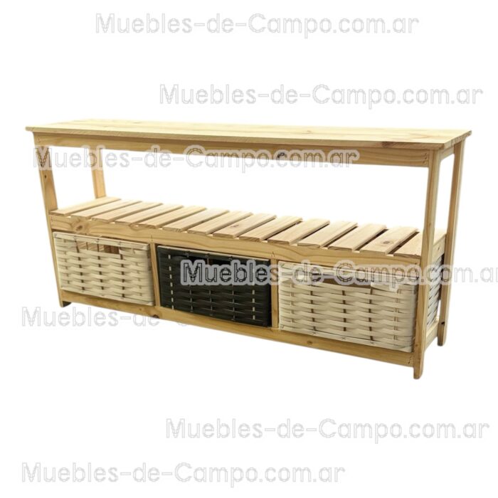 Organizador Canastero - Rack TV - Cajones de Mimbre y Suncho -