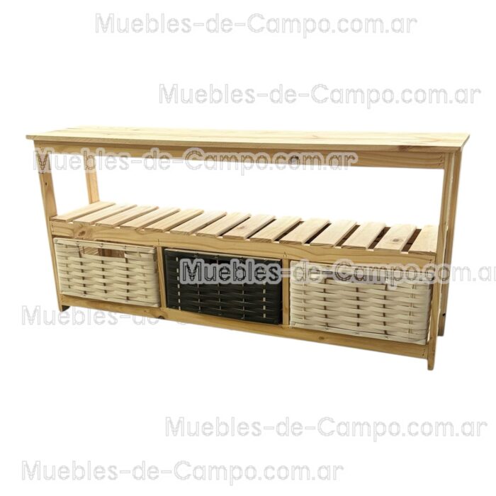 Organizador Canastero - Rack TV - Cajones de Mimbre y Suncho - - Imagen 6