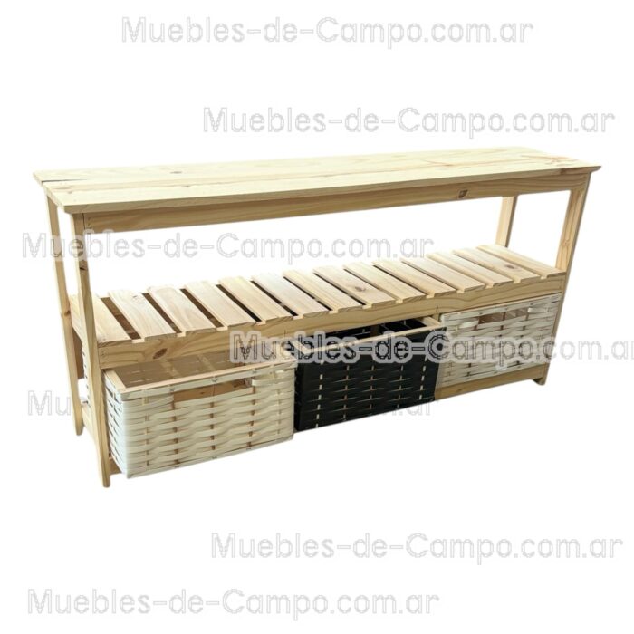Organizador Canastero - Rack TV - Cajones de Mimbre y Suncho - - Imagen 5