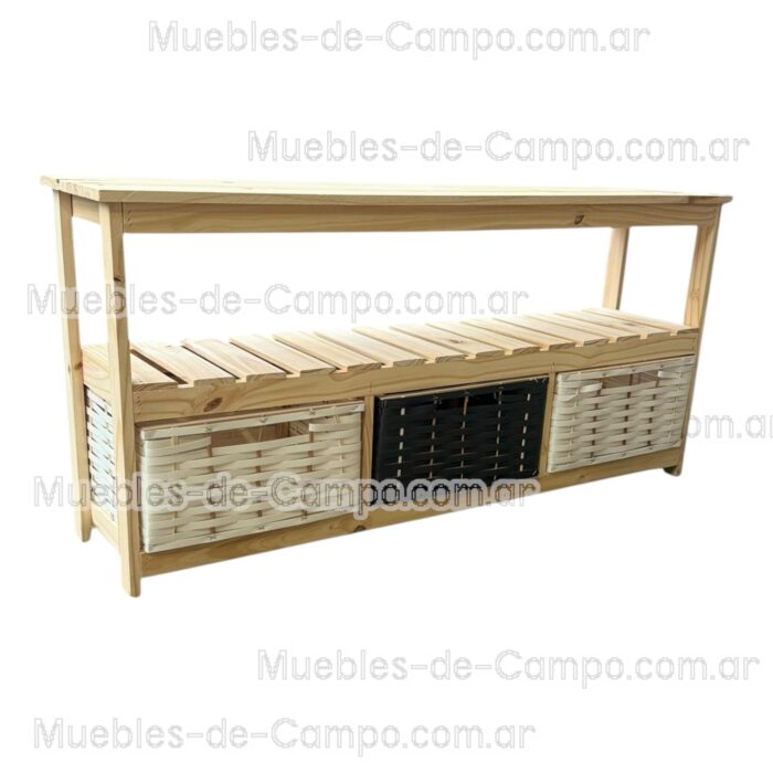 Organizador Canastero - Rack TV - Cajones de Mimbre y Suncho - - Imagen 4