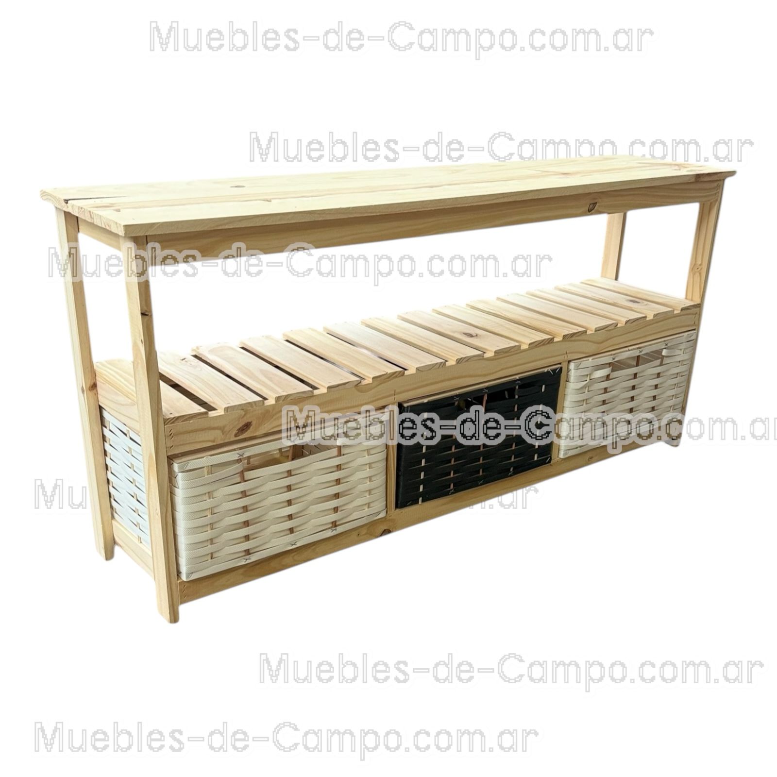 Organizador Canastero - Rack TV - Cajones de Mimbre y Suncho -