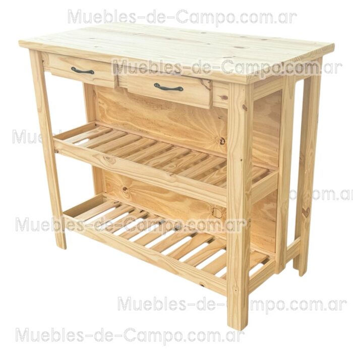Isla para cocina 120x60x100 con 2 cajones y espacio para 2 banquetas