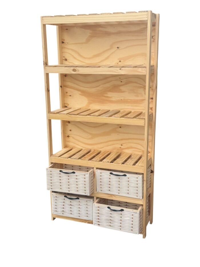 Mueble Organizador Biblioteca Toallero Con 4 Canastos - Imagen 18