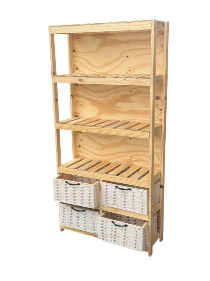 Mueble Organizador Biblioteca Toallero Con 4 Canastos