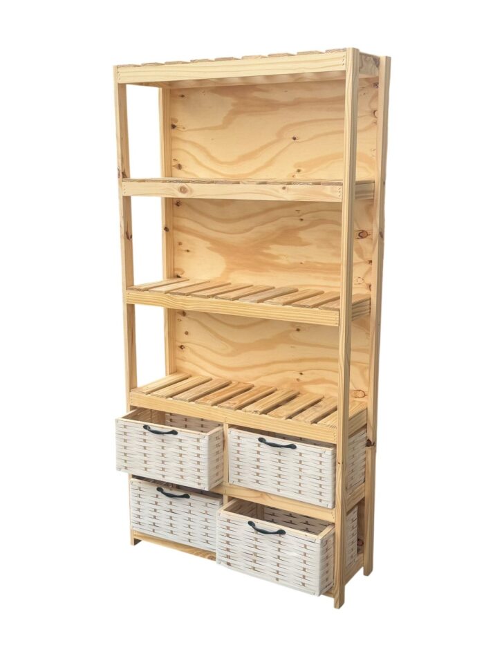 Mueble Organizador Biblioteca Toallero Con 4 Canastos - Imagen 14