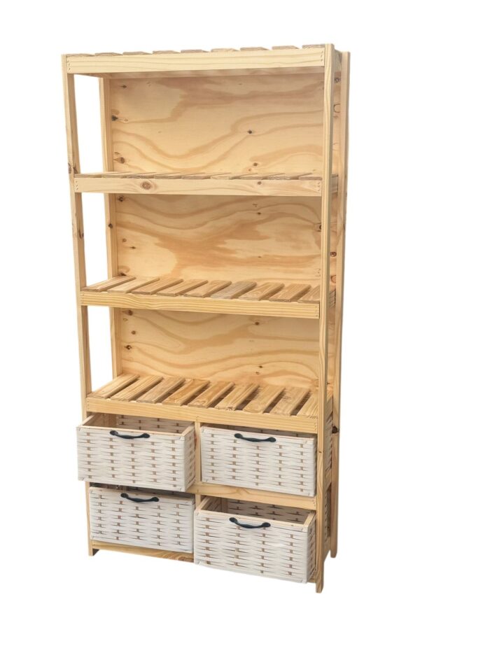 Mueble Organizador Biblioteca Toallero Con 4 Canastos - Imagen 13