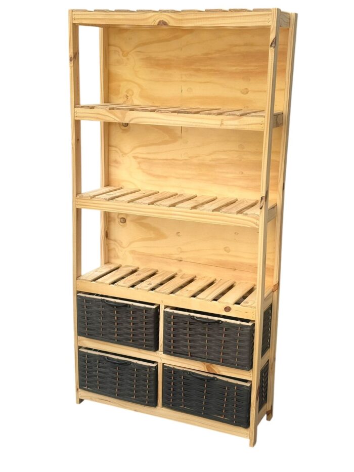 Mueble Organizador Biblioteca Toallero Con 4 Canastos - Imagen 9
