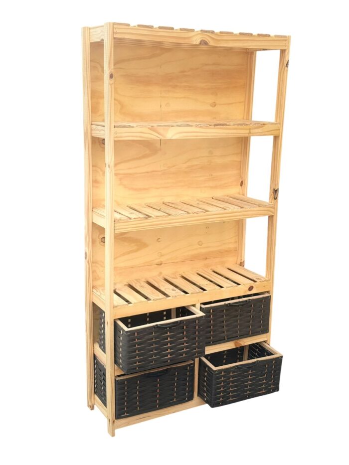 Mueble Organizador Biblioteca Toallero Con 4 Canastos - Imagen 7