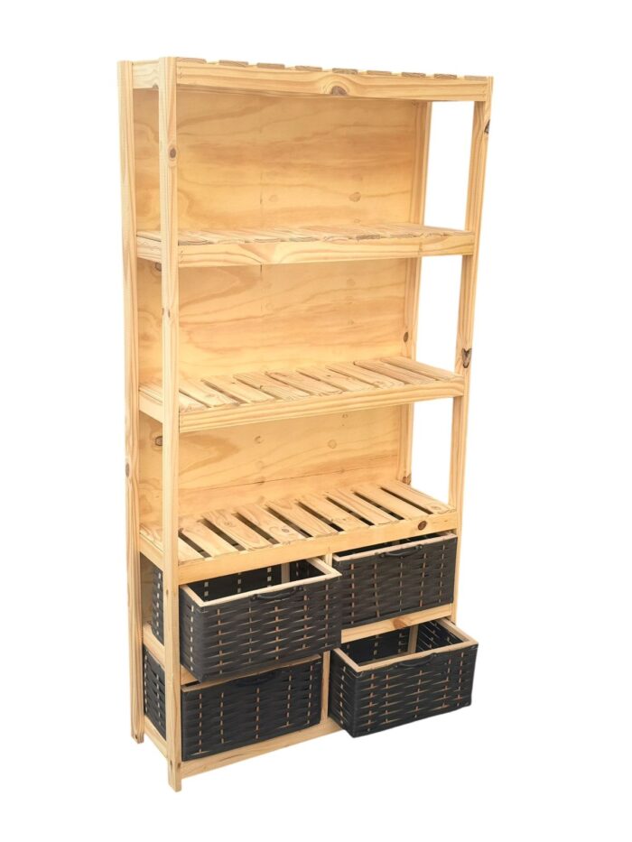 Mueble Organizador Biblioteca Toallero Con 4 Canastos - Imagen 6
