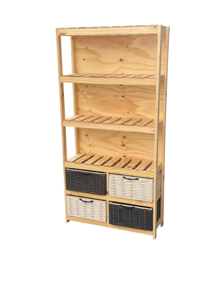 Mueble Organizador Biblioteca Toallero Con 4 Canastos - Imagen 5