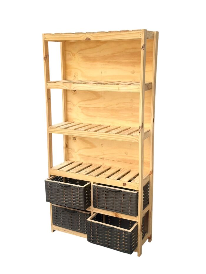 Mueble Organizador Biblioteca Toallero Con 4 Canastos - Imagen 4