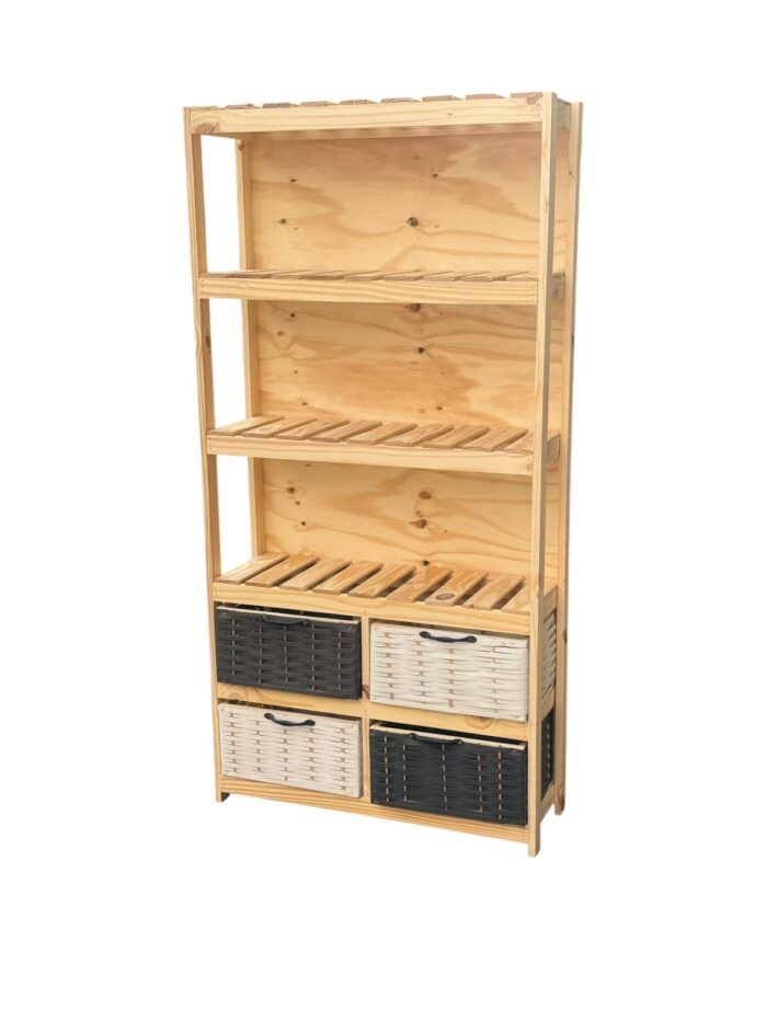 Mueble Organizador Biblioteca Toallero Con 4 Canastos - Imagen 2